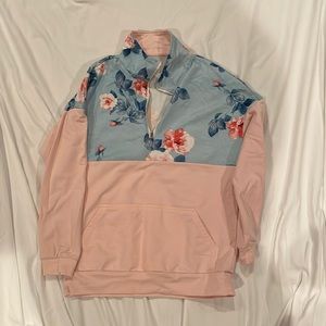 AlvaQ Sweatshirt Casual Long Sleeve Quarter Zip Pullover Tunic Top With Pockets